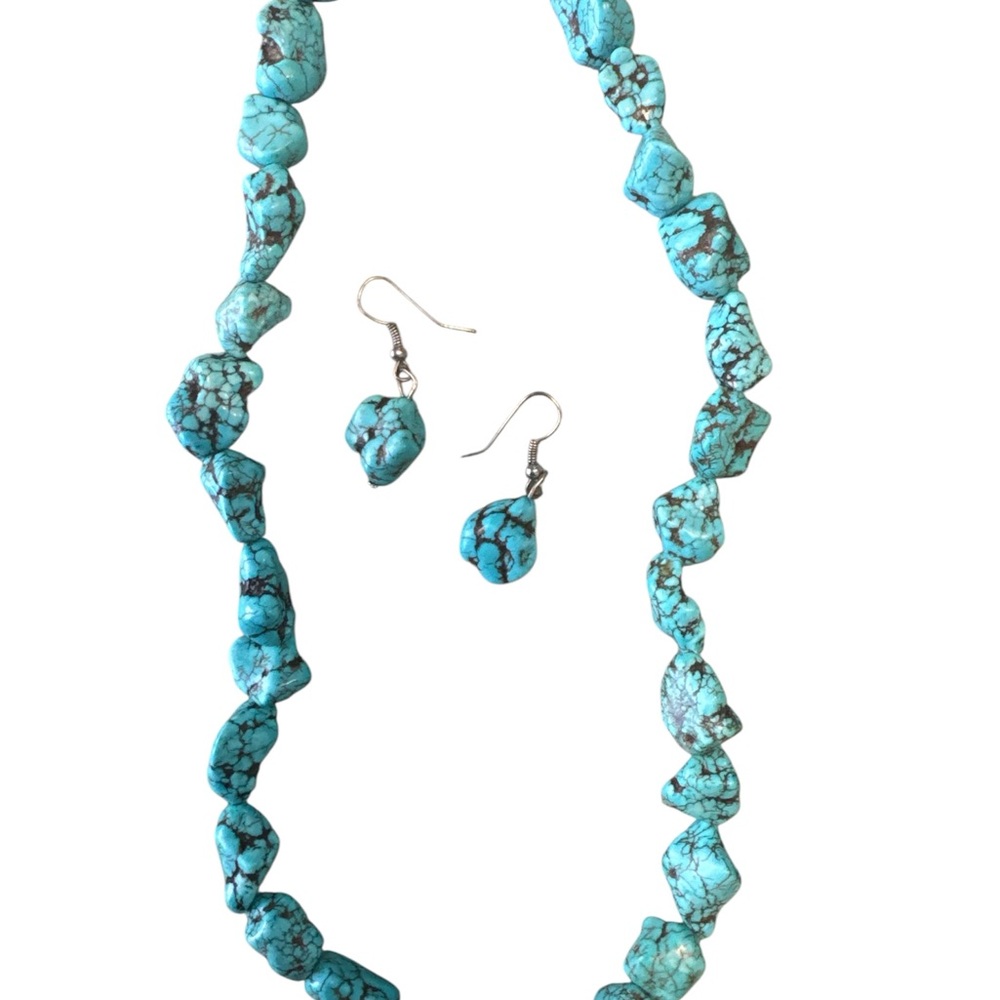 Turquoise Stone Necklace and Earring Set